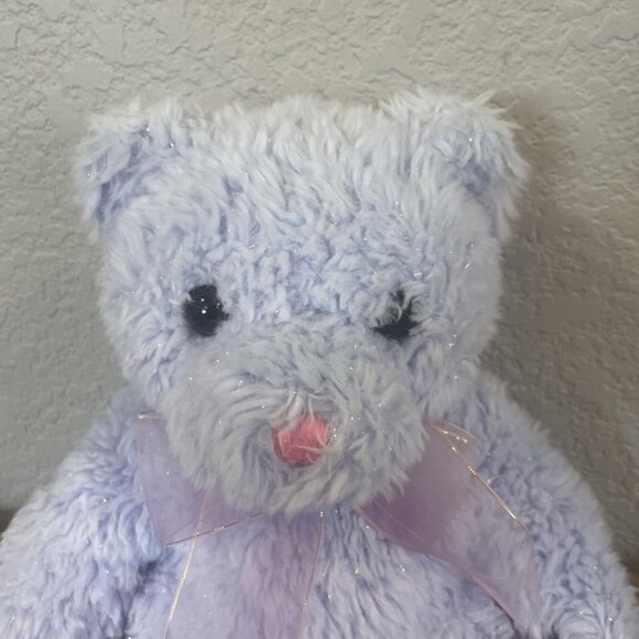 Ty Beanie Buddy LILAC Teddy Bear Large 14" Sparkly Purple Bow 2003 NWT Classic - Picture 4 of 8